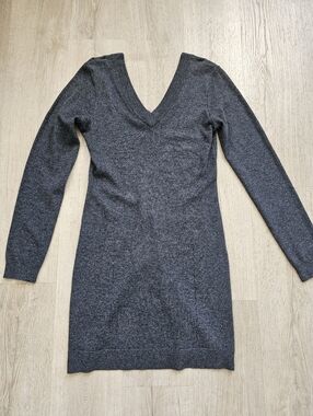rag & bone Charcoal Gray V-Neck Long Sleeve Mini Dress